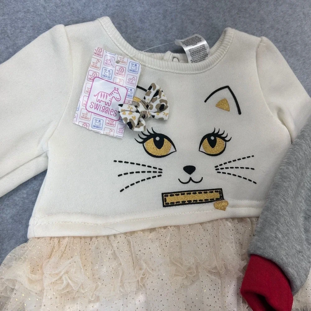 Cat Eiffel Tower Baby Girls Multi Swiggles 2-Pack Outfit Set Tulle 3/6 Months